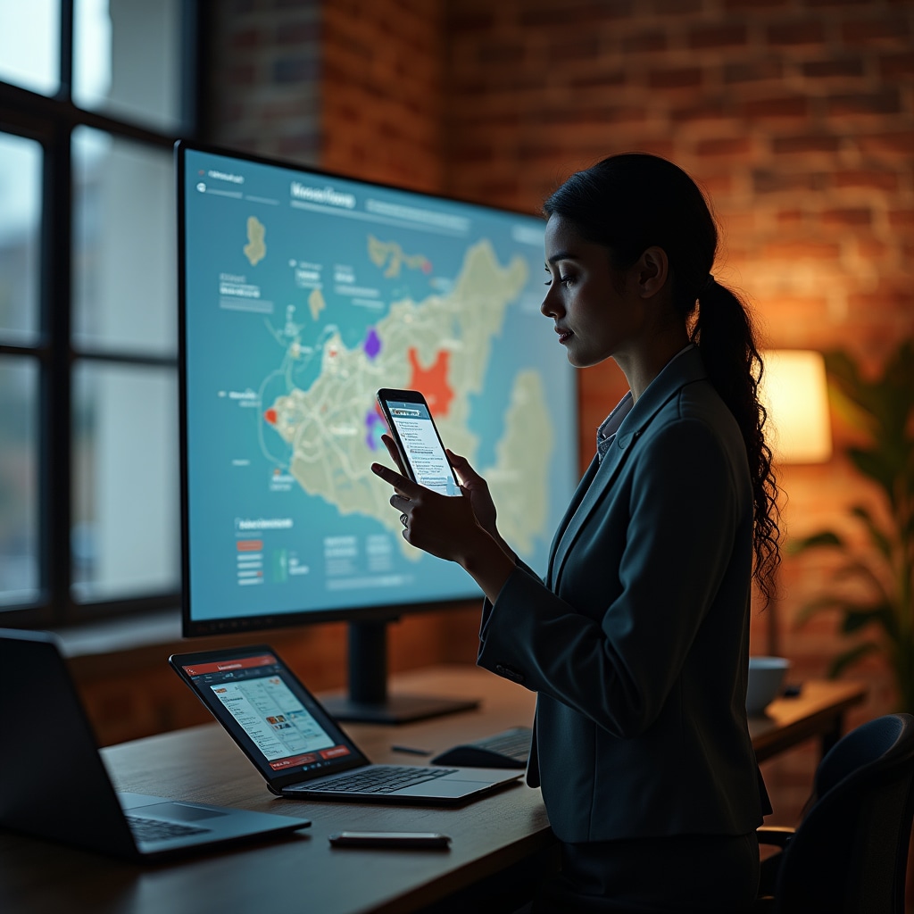 Mobile device showing internet connectivity in different areas