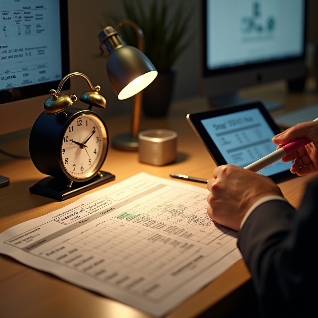 Clock showing operating hours and service availability times